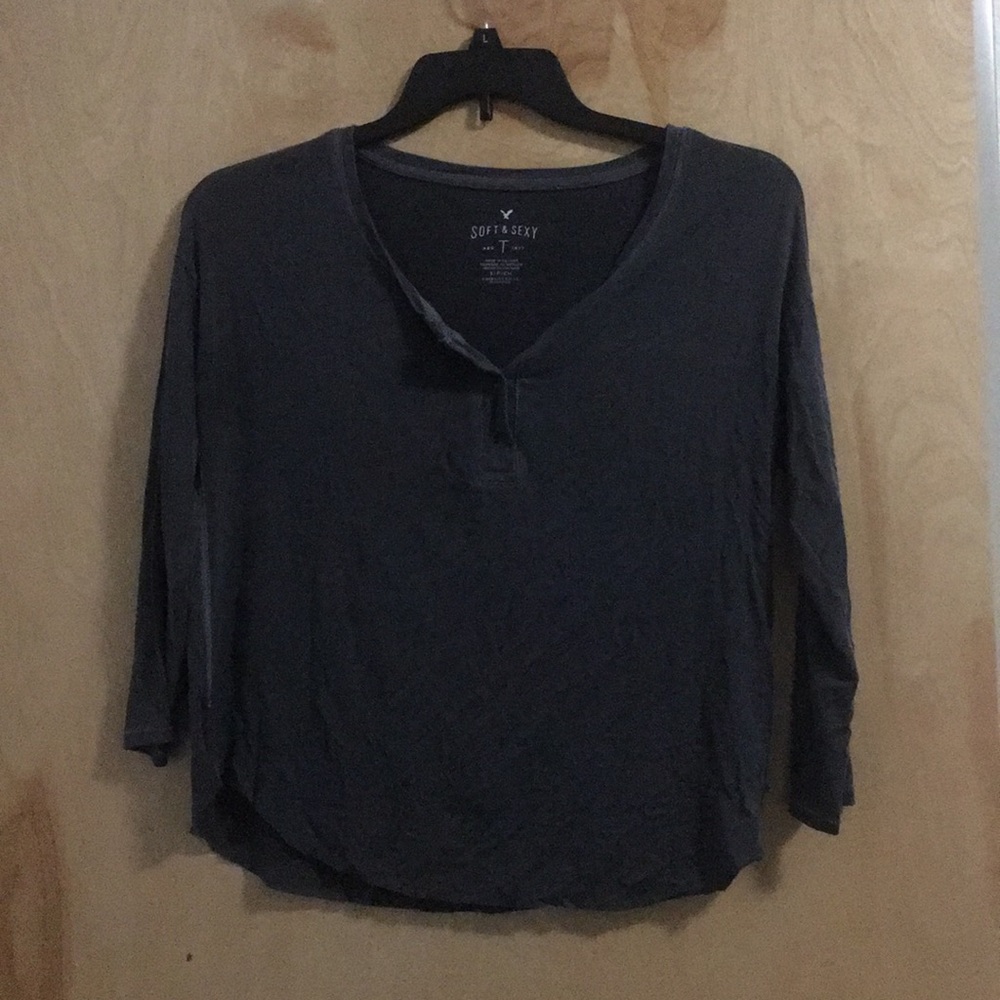 3/4 Sleeve Charcoal Grey Top